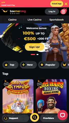App di Boomerang Casino Homepage