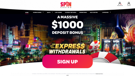Spin Casino Homepage
