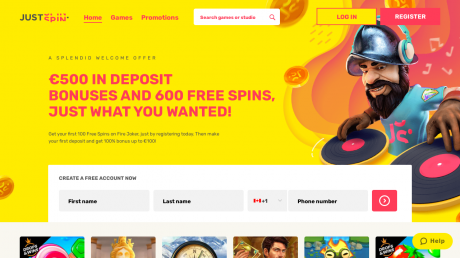 JustSpin Casinos Homepage