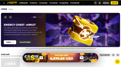 Aplikacja EnergyCasino Homepage