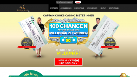 Aplikácia kasína Captain Cooks Homepage
