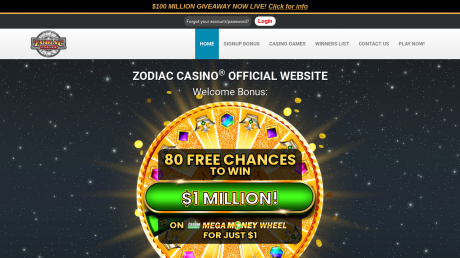 Zodiac Casinos Homepage