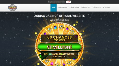 Zodiac Casino Homepage