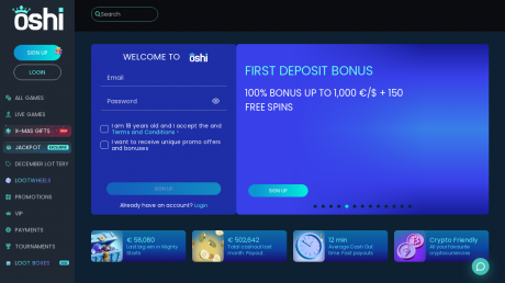 تطبيق كازينو أوشي Homepage