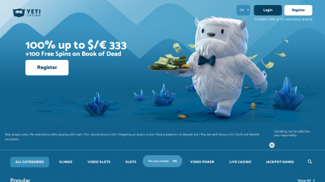 Yeti Casinos Homepage