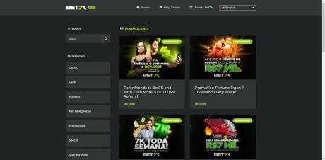 Bet7k Casinos Homepage