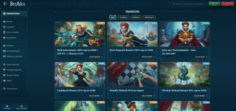 BetAlice Casinos Homepage