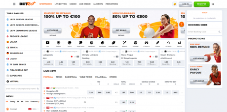 Εφαρμογή καζίνο BetRiot Homepage