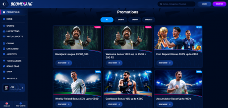 Εφαρμογές Boomerang Bet Homepage