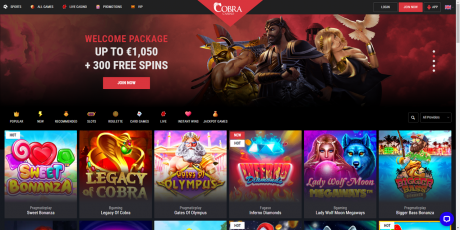 Cobra Casinos Homepage