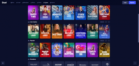 Duel Casinos Homepage