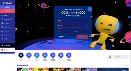 Evospin Casinos Homepage