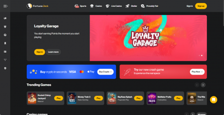 FortuneJack Casino Homepage