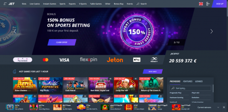 Jet Casinos Homepage