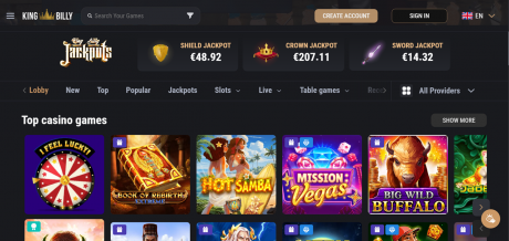 KingBilly Casino Homepage