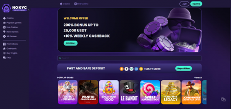 NoKYC Casinos Homepage