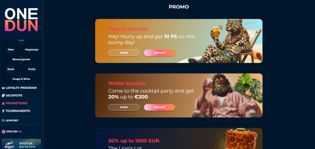 OneDun Casinos Homepage