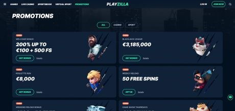 Aplikacja Playzilla Homepage