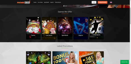 Premio365 Casino Homepage