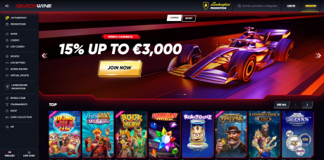 Εφαρμογή QuickWin Casinos Homepage