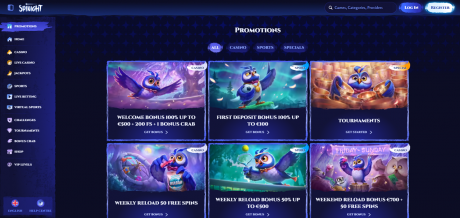 Spinight Casinos Homepage