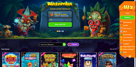 Wazamba Casinos Homepage