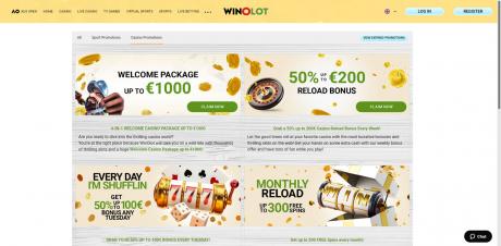Aplicación WinOlot Casino Homepage