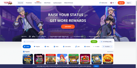 Vulkan Vegas Casino alkalmazás Homepage