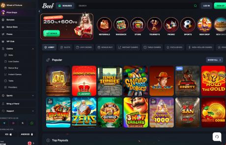 Beef Casino Homepage