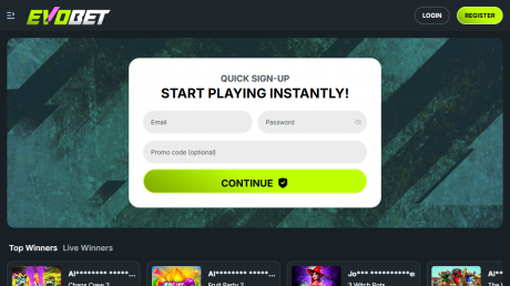 Evobet Casinos Homepage